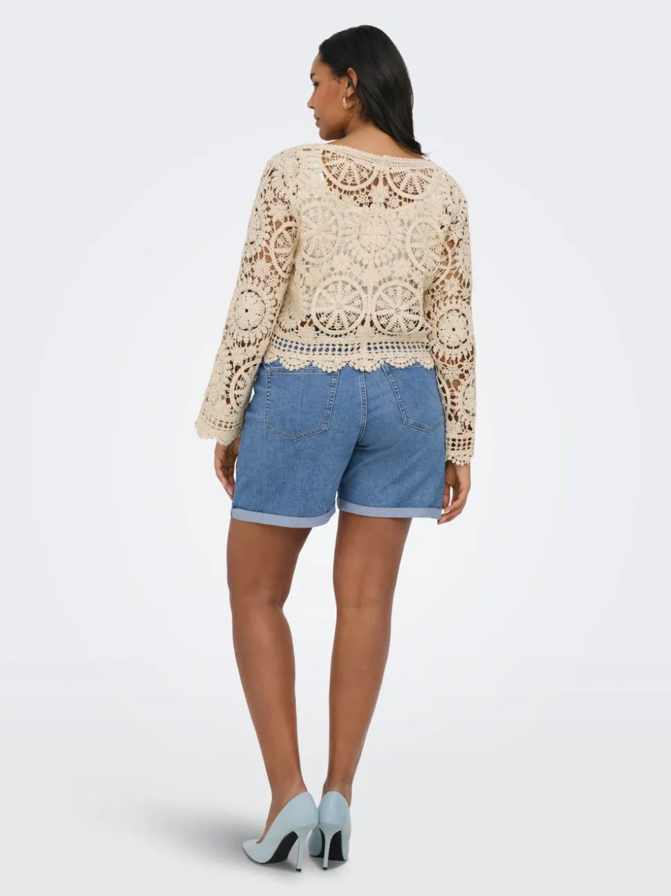 CARLAURA Hög midja denim shorts