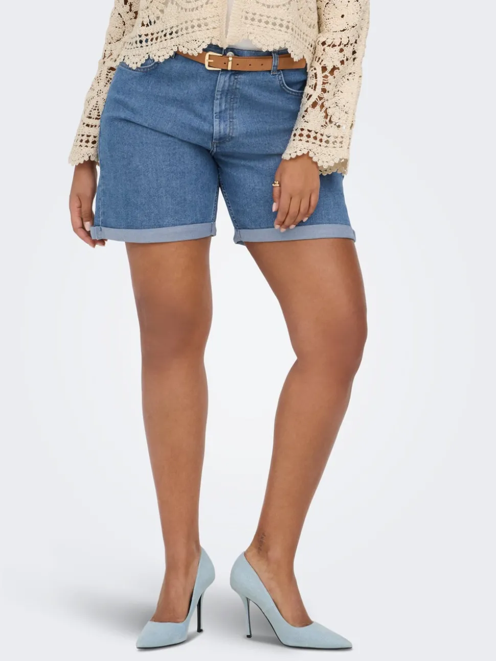 CARLAURA Hög midja denim shorts