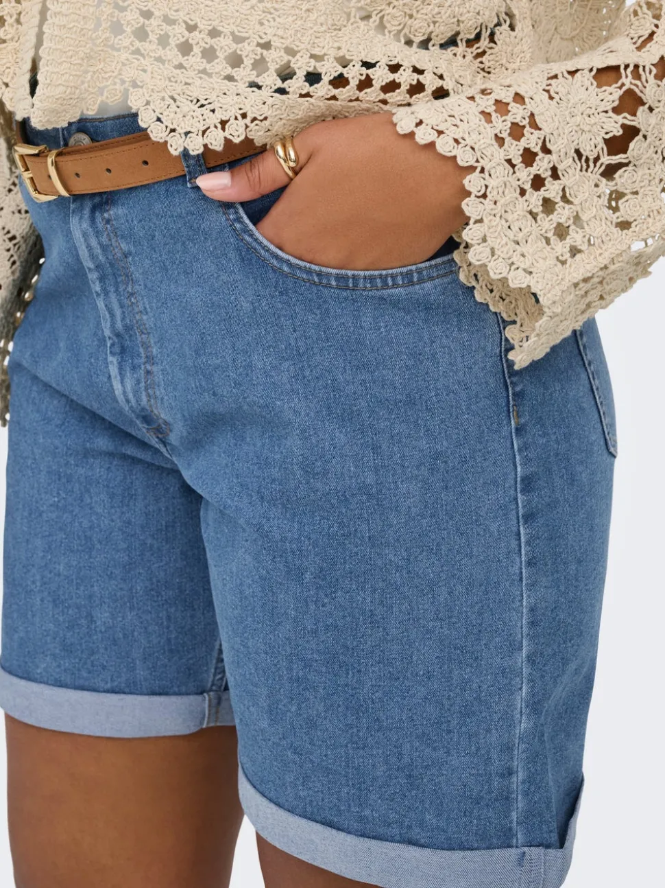 CARLAURA Hög midja denim shorts