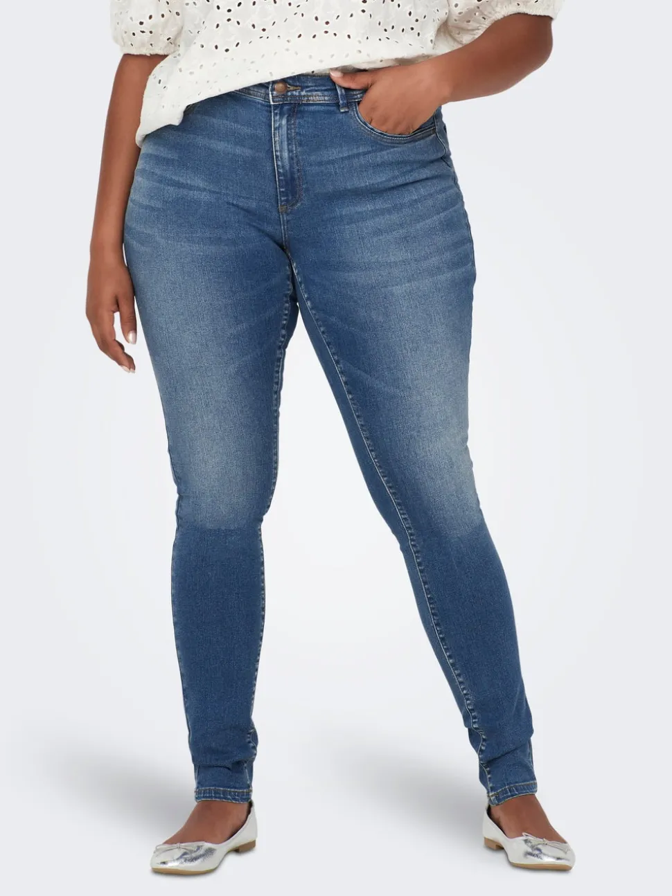 CARSALLY Medelhög midja Skinny Fit Jeans