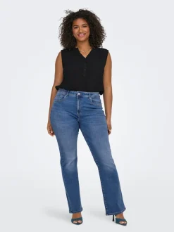 CARSALLY Medelhög midja Utsvängd passform Jeans