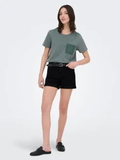 JDYMOON Medelhög midja Normal passform Denimshorts