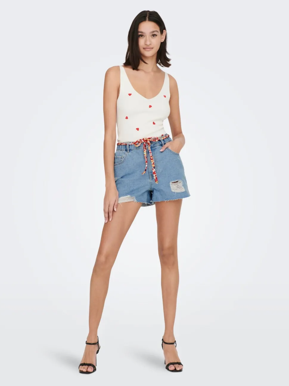 JDYZIGGA Hög midja Lös passform Denimshorts