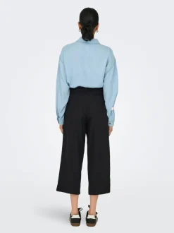 ONLCARO Cropped Fit Linne Byxor med vida ben