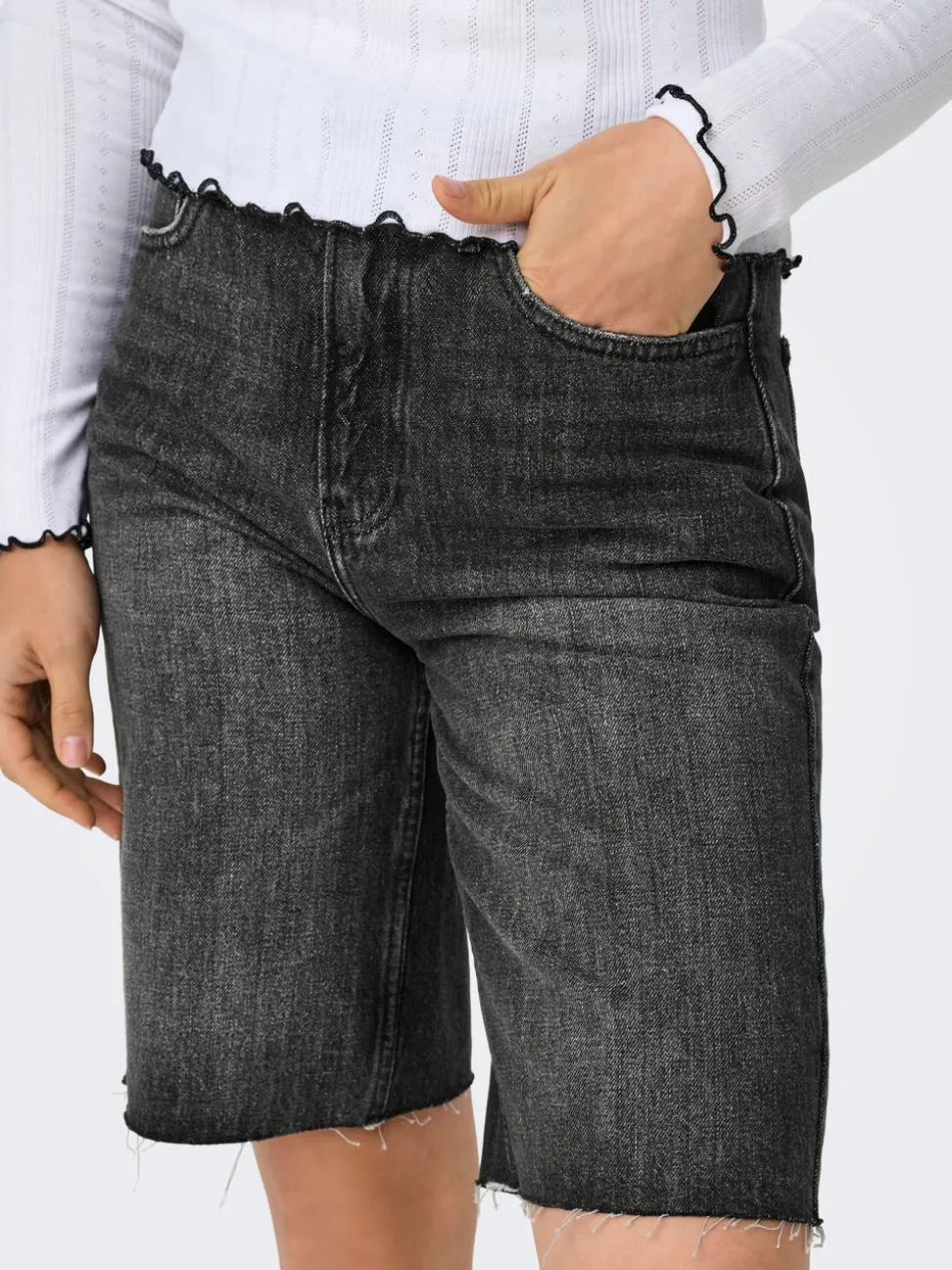 ONLCARO Medelhög midja Lös passform Denimshorts