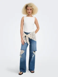 ONLCARRIE Medelhög midja Vida ben Jeans