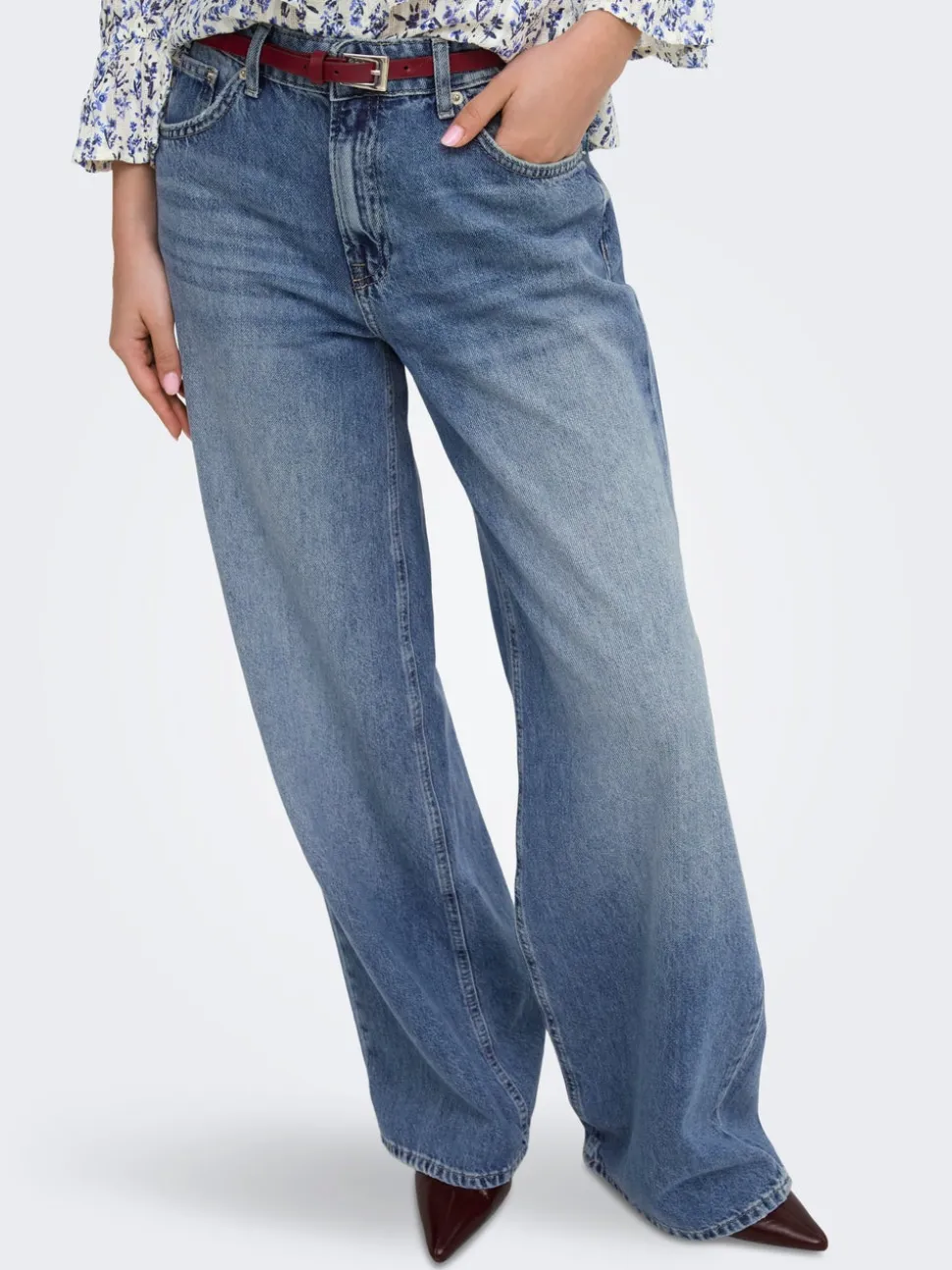ONLCHARLOT Medelhög midja Vida ben Jeans