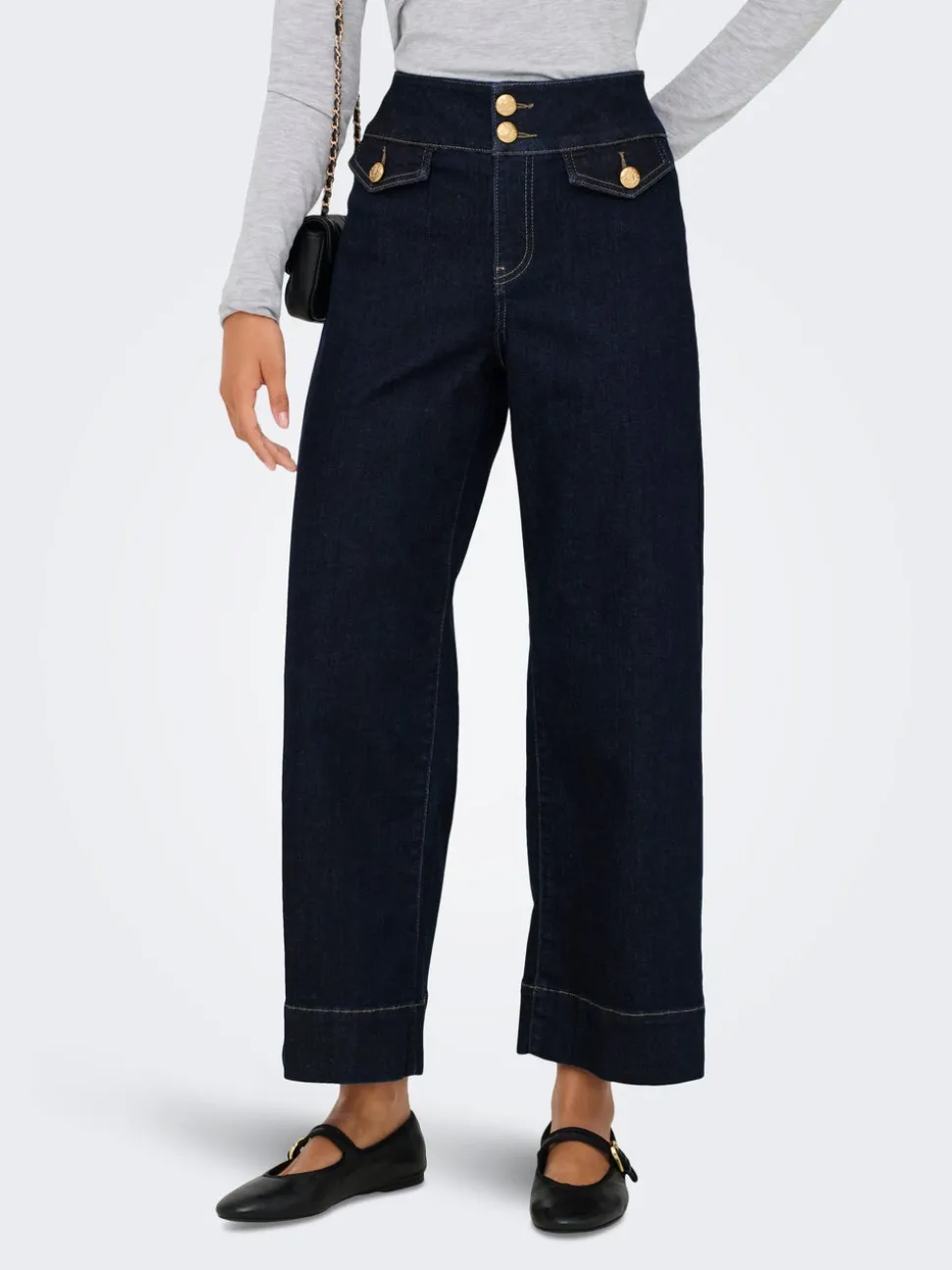 ONLEMILIA Hög midja Bred passform - Beskuren Jeans