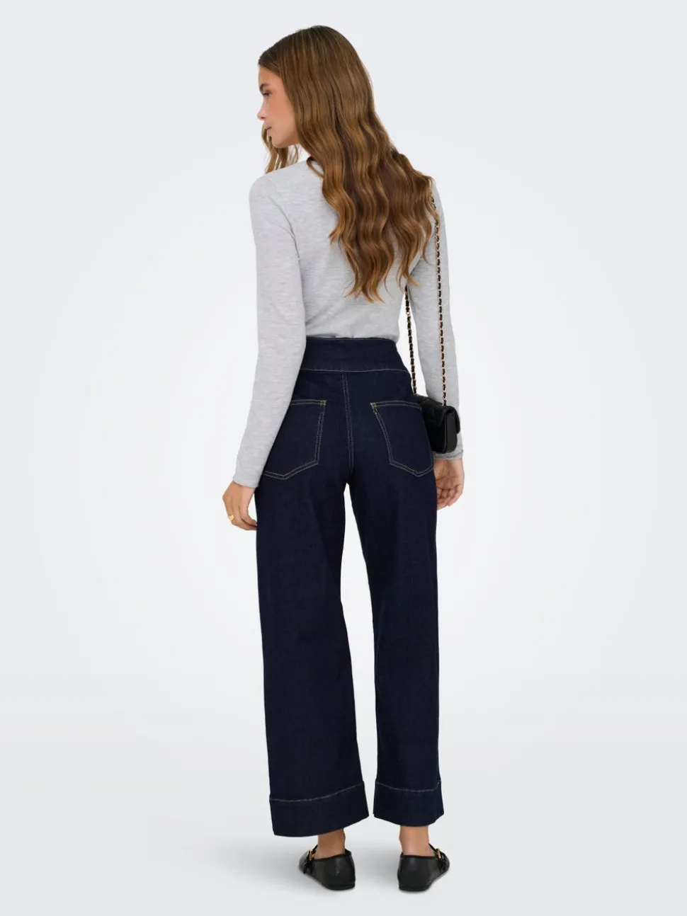 ONLEMILIA Hög midja Bred passform - Beskuren Jeans