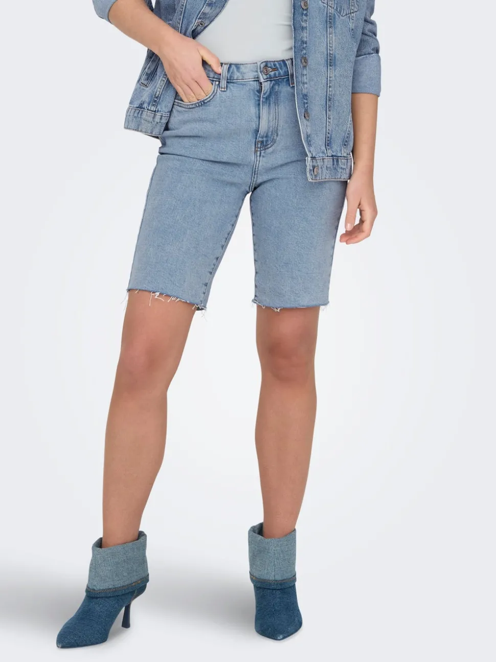 ONLEMILY Hög midja Rak passform Denimshorts