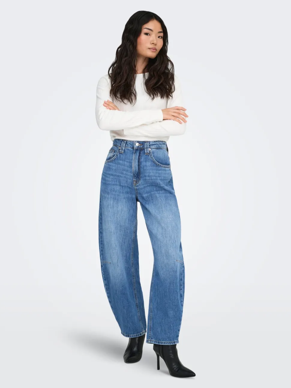 ONLFRANKIE Hög midja Barrel-passform Ankellängd Jeans