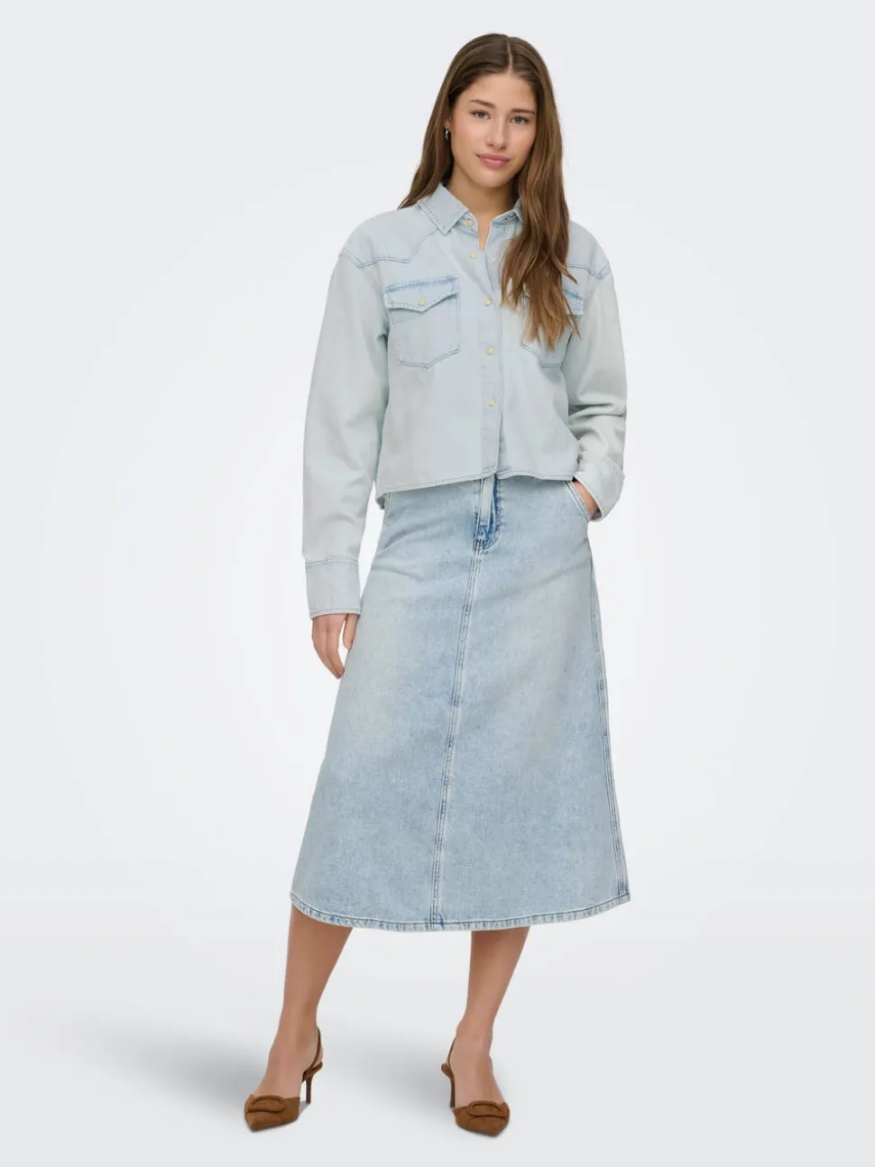 ONLMINDY Denim Jeanskjol Lång kjol