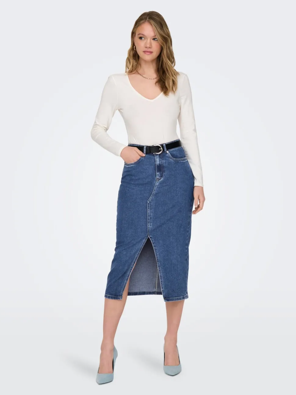 ONLSIRI Denim Jeanskjol Midikjol
