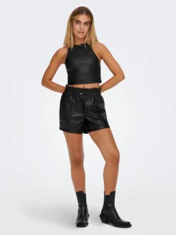 ONLSTEPHANIE Normal passform Shorts i läderimitation