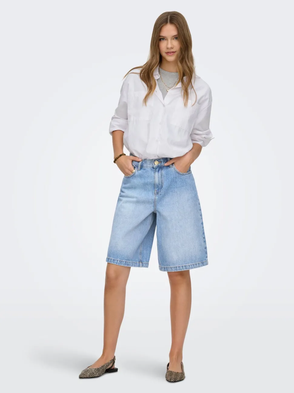 ONLZAGU-DORSI Medelhög midja Lös passform Denimshorts